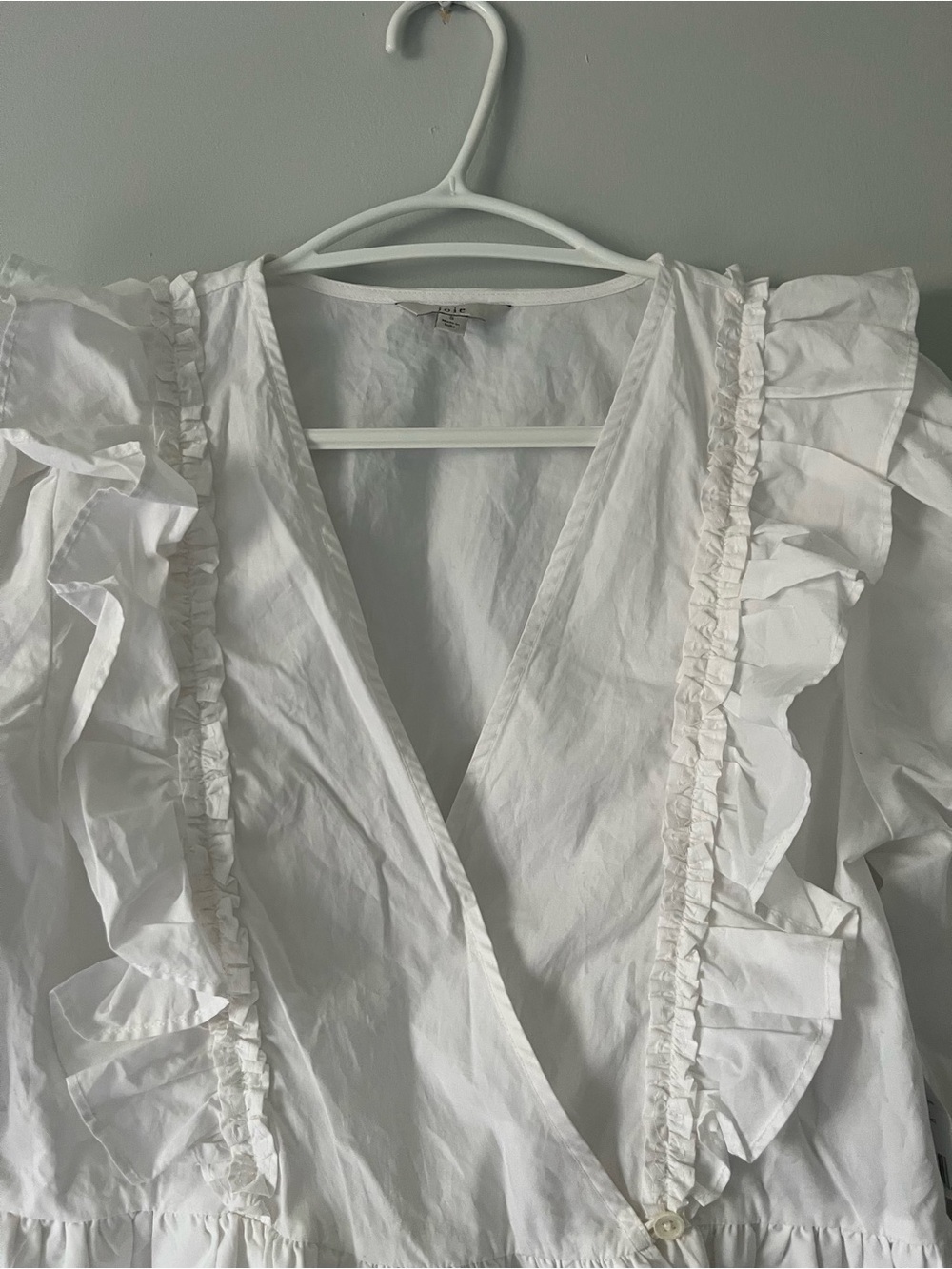Joie White Ruffle V-Neck Peplum crossover peasant pilgrim doll Blouse - Picture 4 of 12